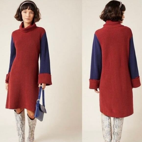 NWT Anthropologie Callahan Duffy Colorblock Sweater Dress - Picture 1 of 7